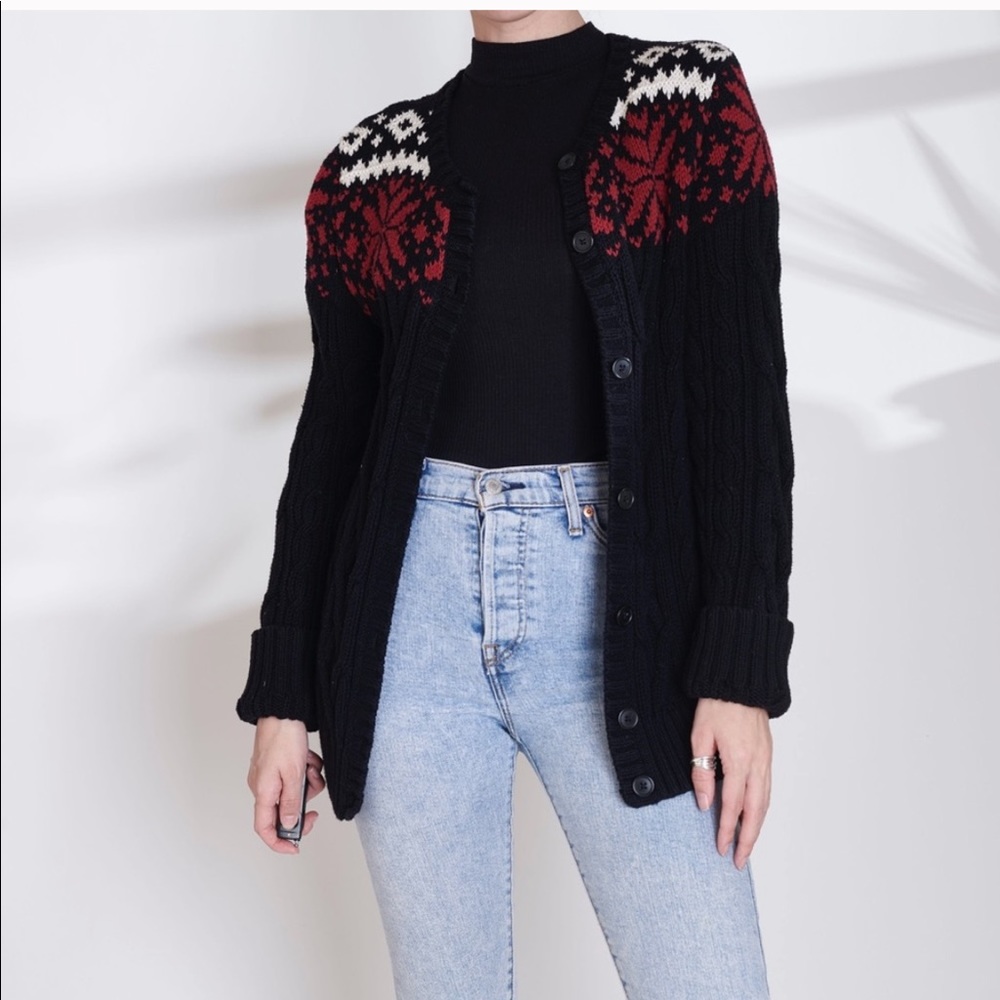 Vintage Eddie Bauer Chunky Knit Snowflake Sweater